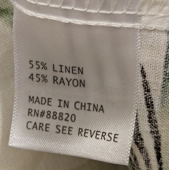 Sigrid Olsen Linen Rayon puff sleeve novelty palm leaf Tropical Blouse size S - Picture 10 of 11